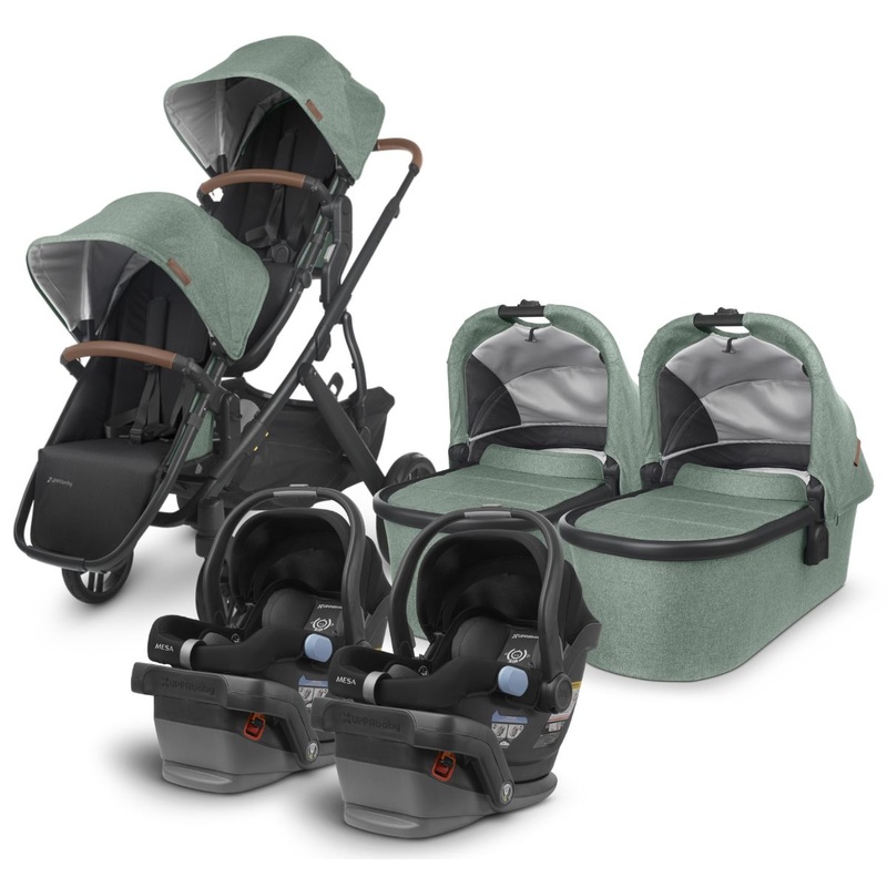 UPPAbaby VISTA V2 Twin Double Stroller + MESA Travel System Bundle – Gwen / Jake