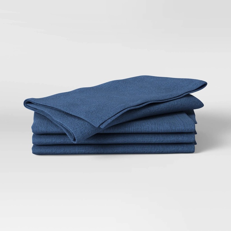 4pk Cotton Easy Care Napkins Blue