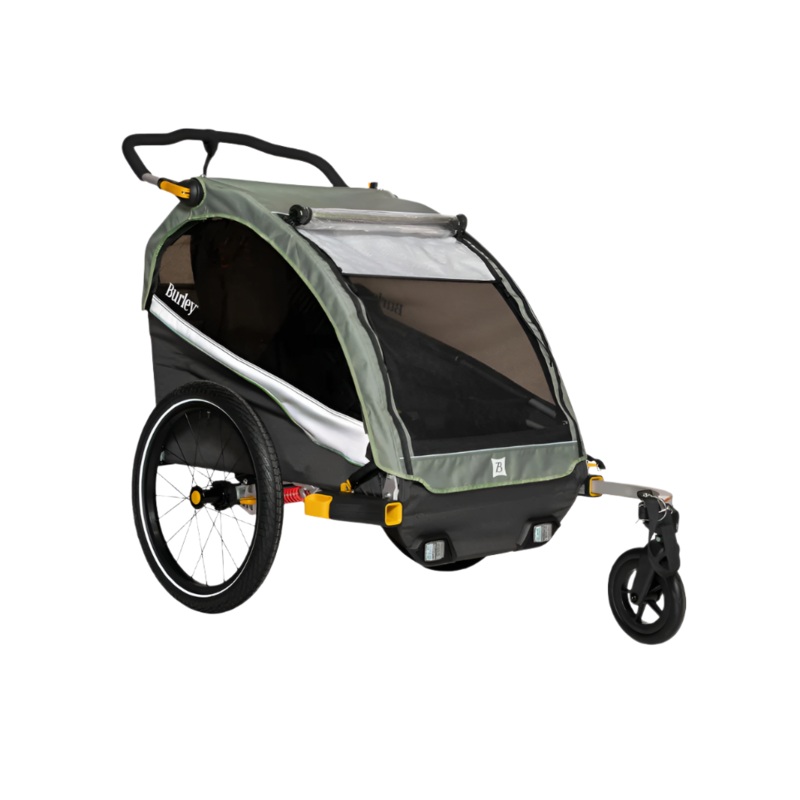 Burley DLite X 2 Seater Bike Trailer, Sage Green