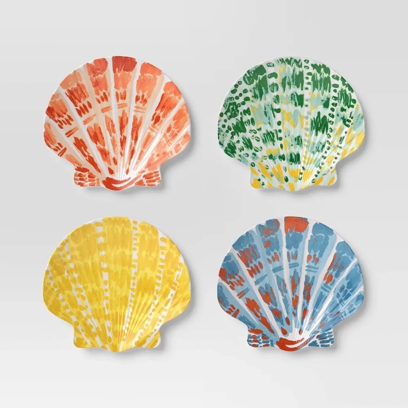 Coastal 4-Pack 9-Inch Melamine Shells Appetizer Plates