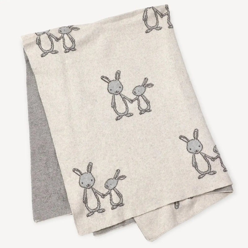 Viverano – Organic Cotton Jacquard Knit Blanket – Bunny Mommy & Me