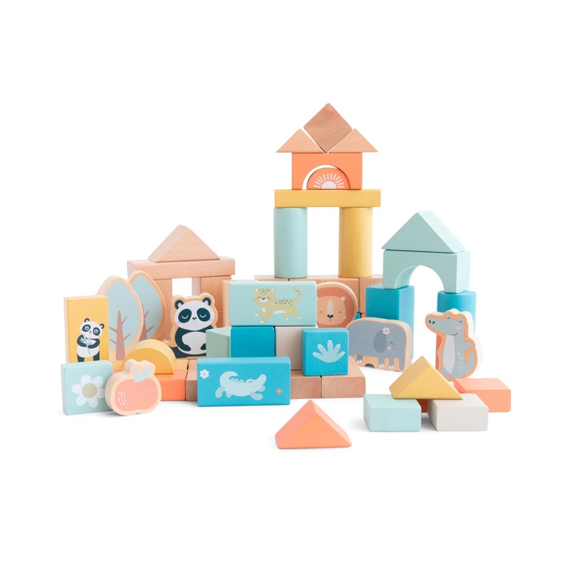 60 pcs Wooden Building Blocks