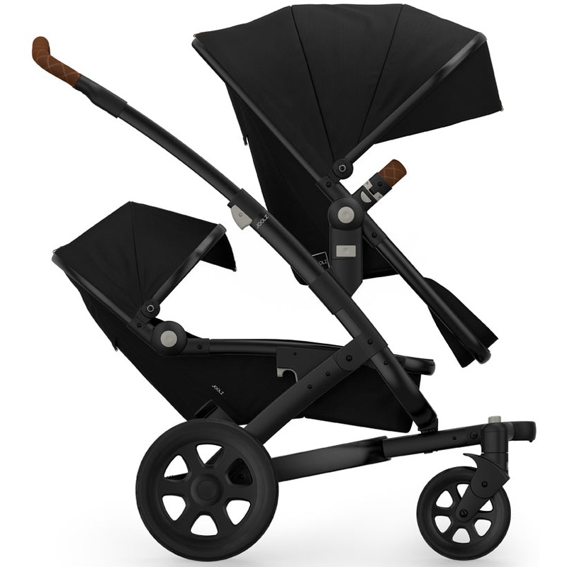 Joolz Geo 2 Tailor Twin Stroller – Black/Black/Black/Brown Double-Stitched