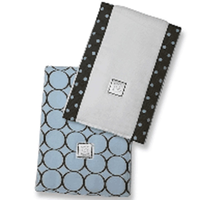 Swaddle Designs Baby Burpie Pastel Blue with Brown Mod Circles