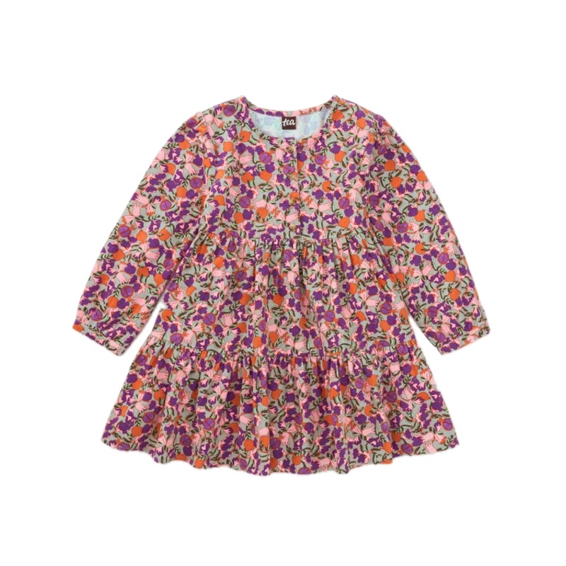 Tea Collection Corduroy Henley Shirtdress – Royal Pomegranate Floral