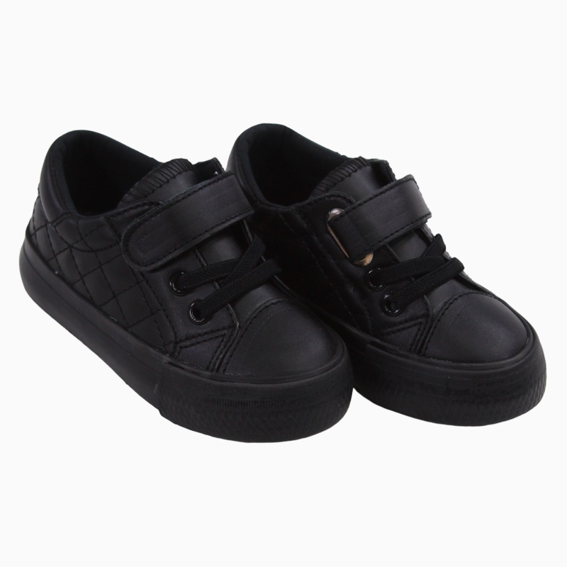 Unisex Leather Sneakers  Black Quilted