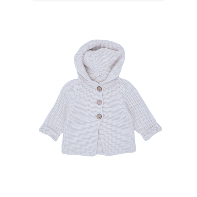Knitted Hooded Cardigan – Cream