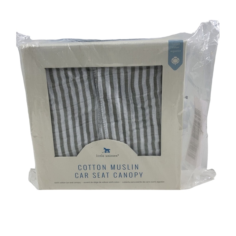Little Unicorn Cotton Muslin Car Seat Canopy, Grey Stripe