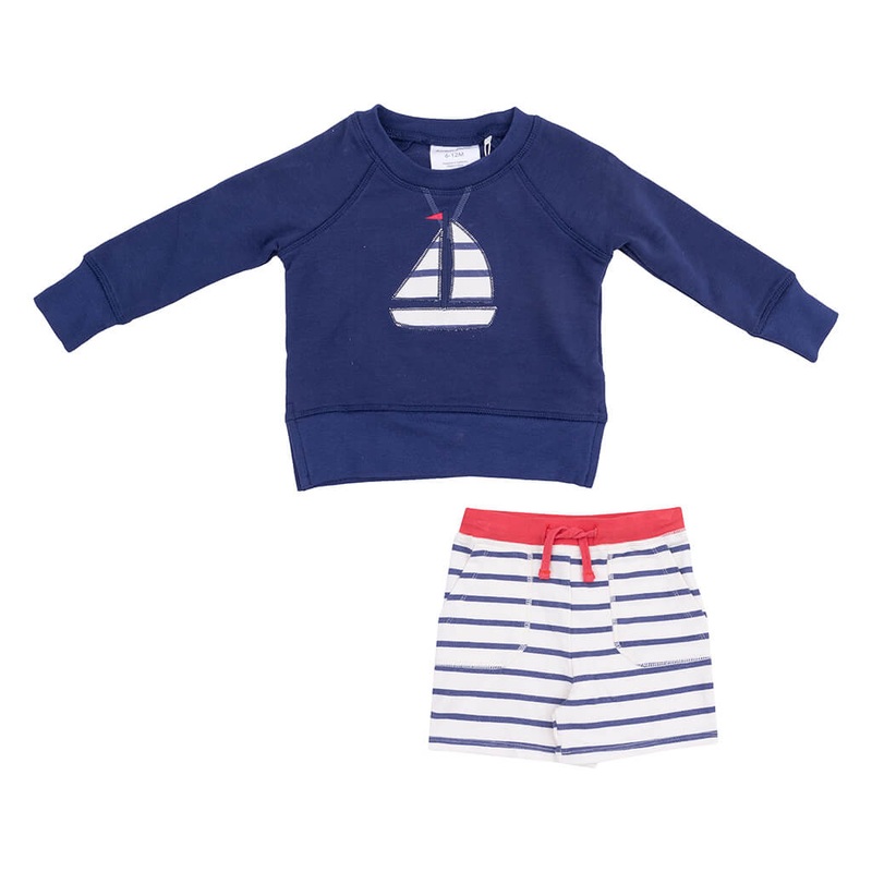 Sweatshirt and Short Sailboat French Terry Raglan