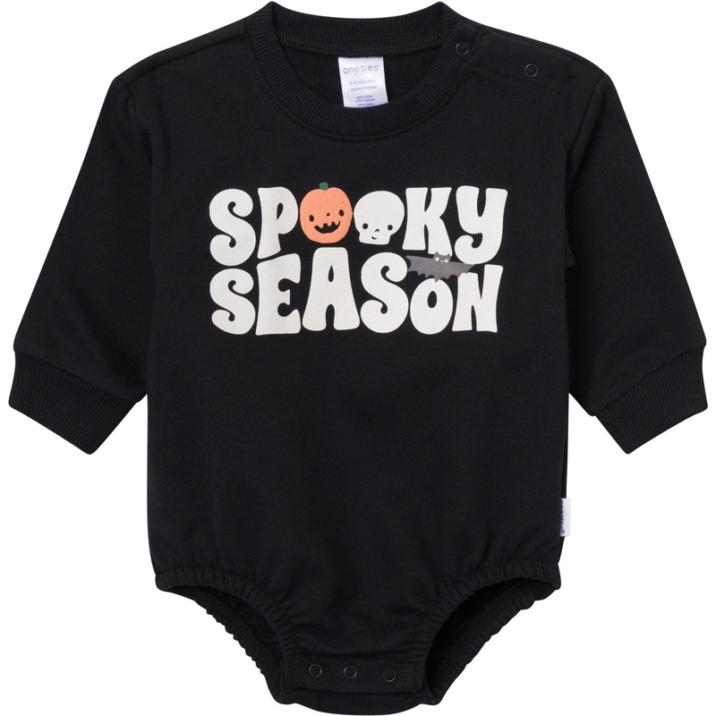 Baby Neutral Spooky Season Sweatshirt Bubble Romper