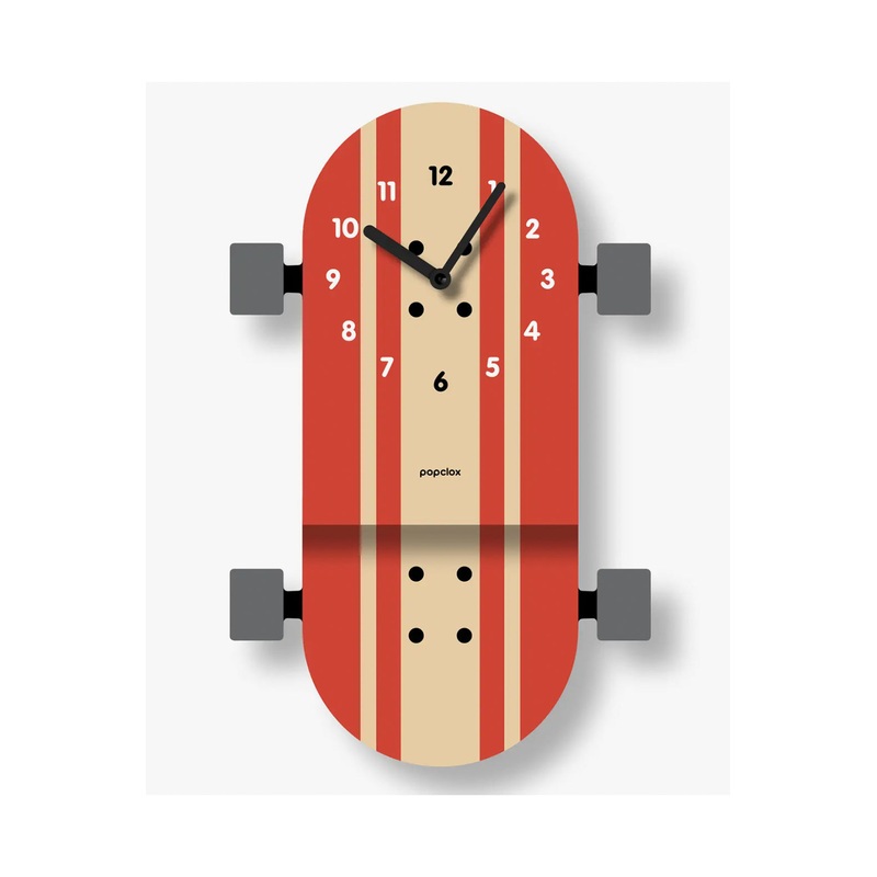 Popclox Skateboard Pendulum Clock – Wood