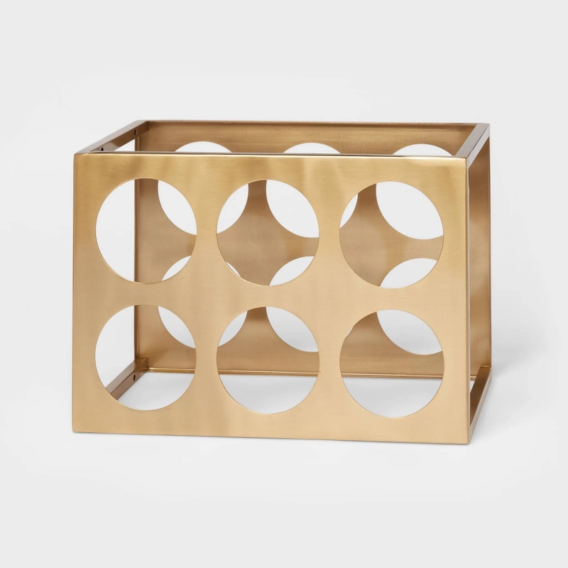 6 Bottles Delavan Collection Metal Stand Wine Rack- Gold