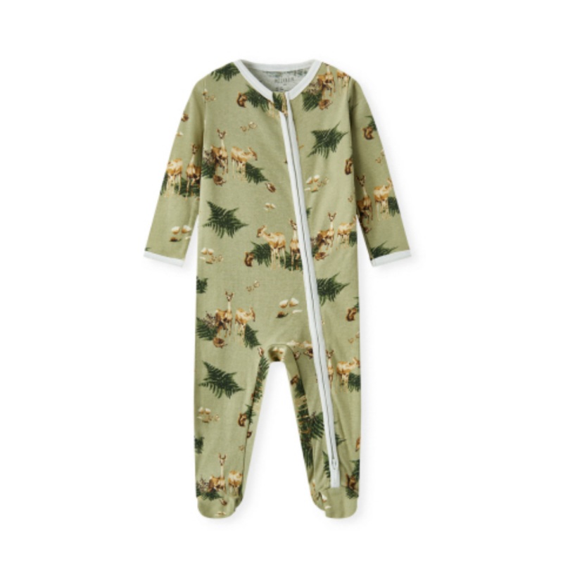 Milkbarn Forest Party Organic Cotton Zipper Footed Romper