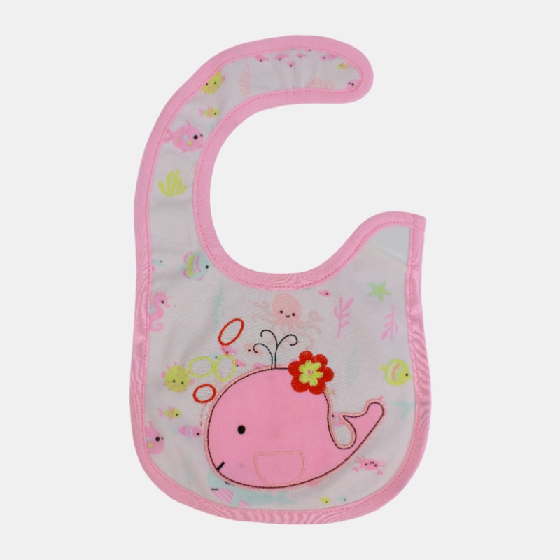 Baby Bib  White & Pink Whale Design
