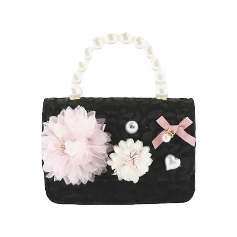 Floral Brocade Fabric Purse with Applique