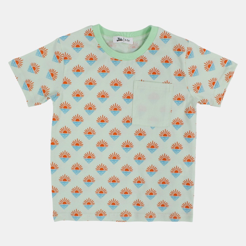 Boys Cotton T-Shirt  Mint with Sun Design