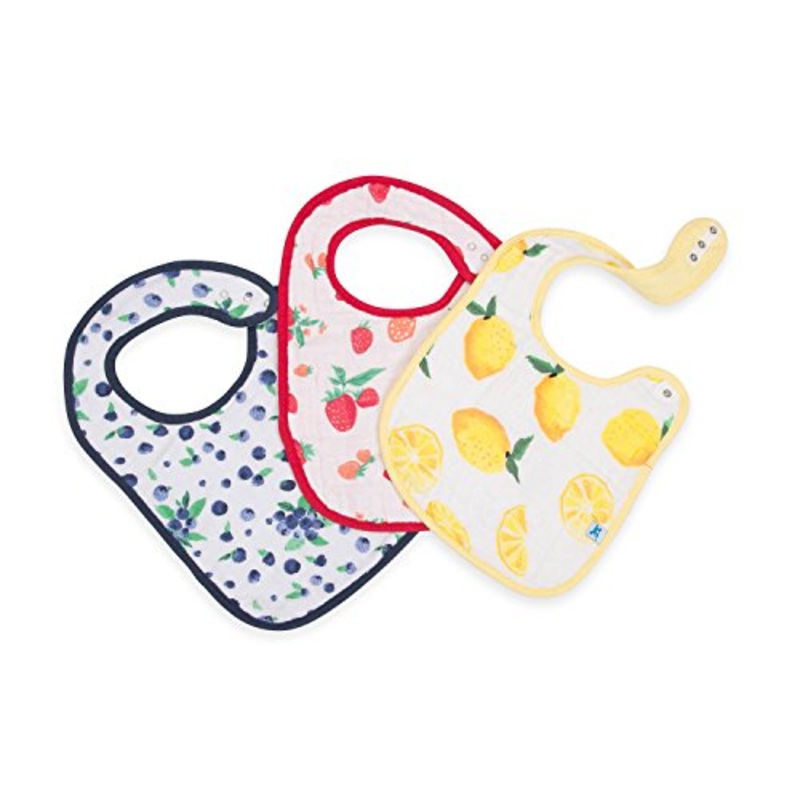 Little Unicorn Cotton Muslin Classic Bib (3 Pack), Berry Lemonade
