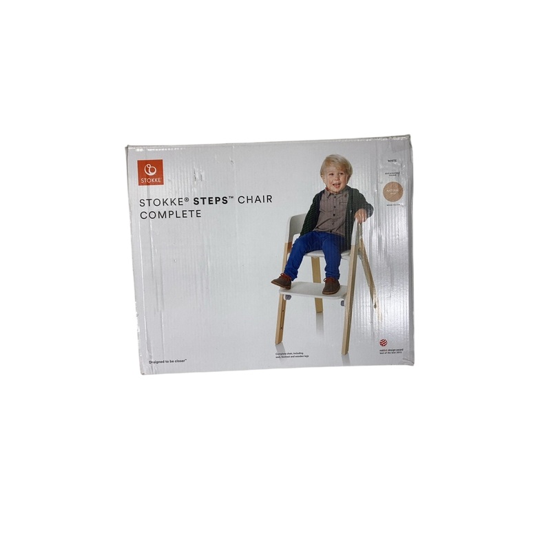 Stokke Steps Chair, White Seat Natural Legs