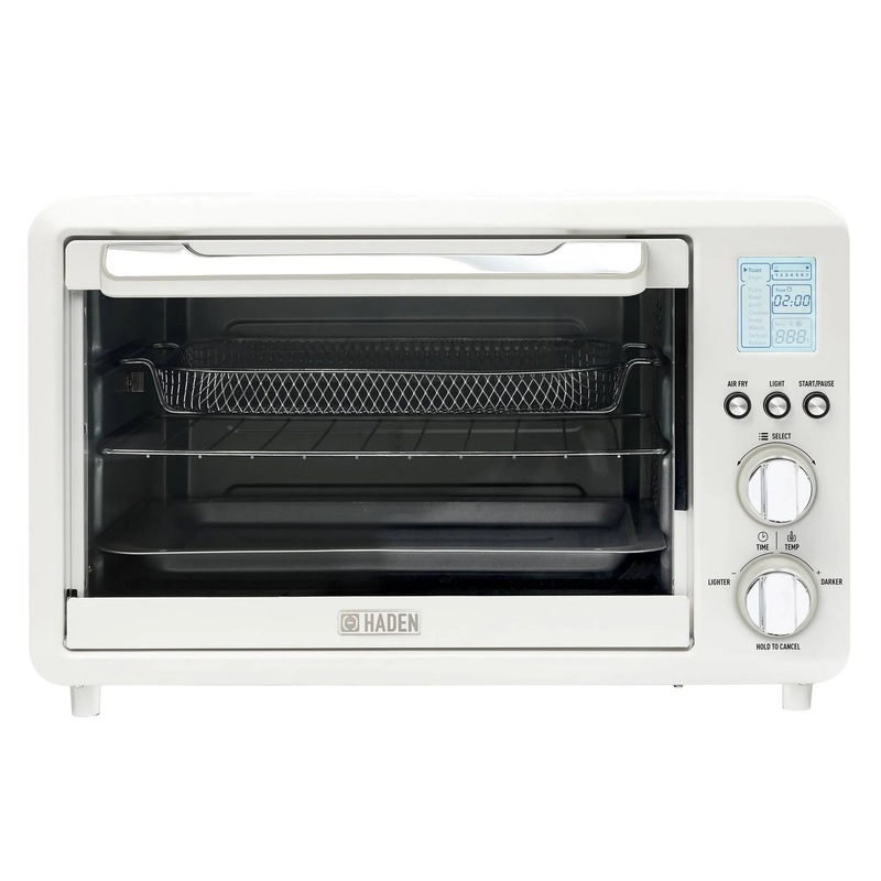 25L Toaster Oven with Air Fry Bake Broil and Functions Ivory/Chrome