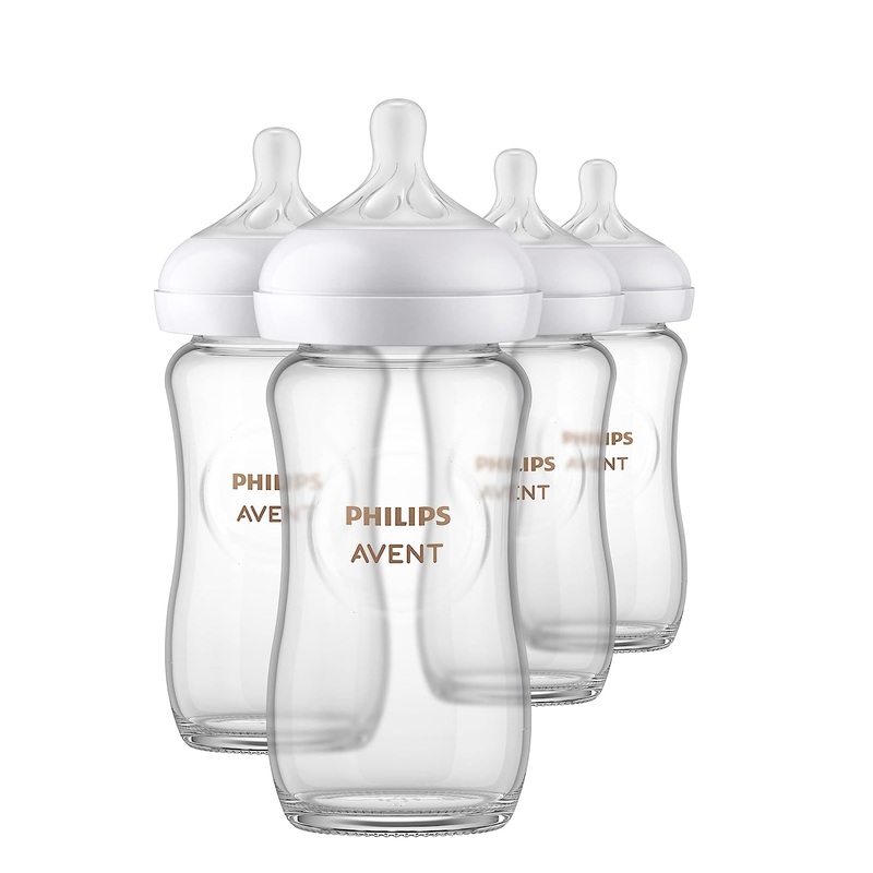 Philips Avent Natural Glass Baby Bottles, 4-Pack, 8oz