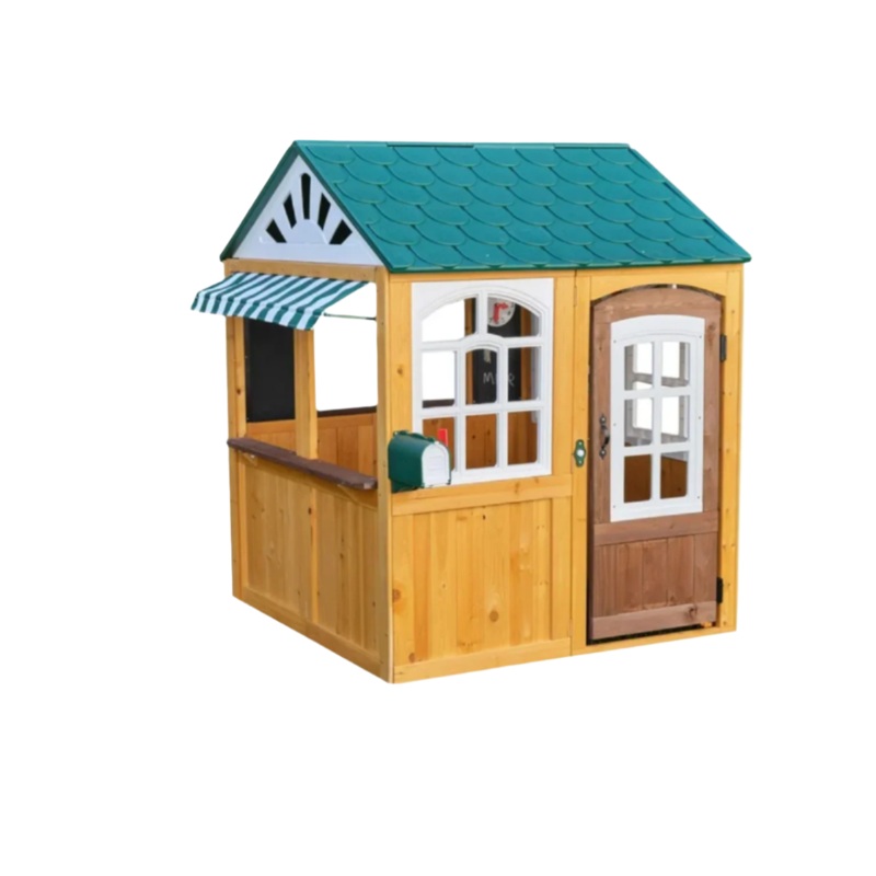 KidKraft Garden View Outdoor Wooden Playhouse with Ringing Doorbell, Brown