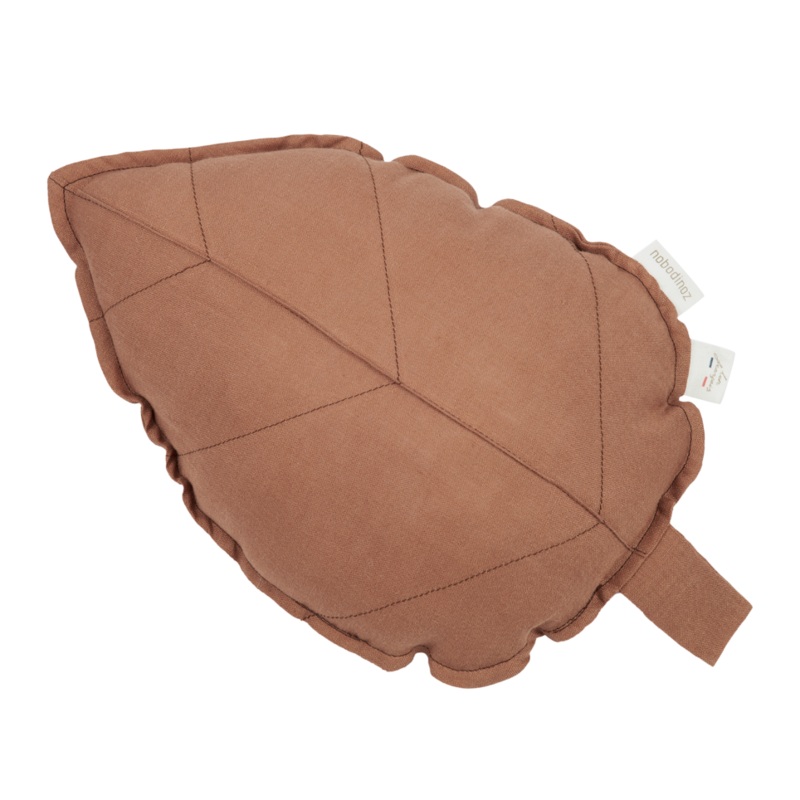 Lin Francais Leaf Cushion – Noisette