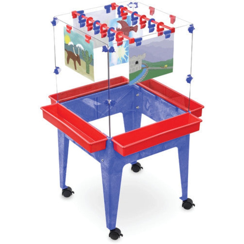 4-Station Space Saver Easel, Blue