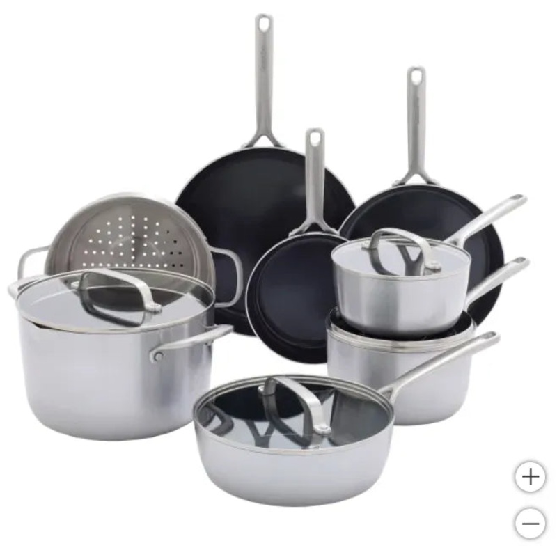 12 Piece Vista 5-ply Stainless Steel Ceramic Cookware Set (See Description)
