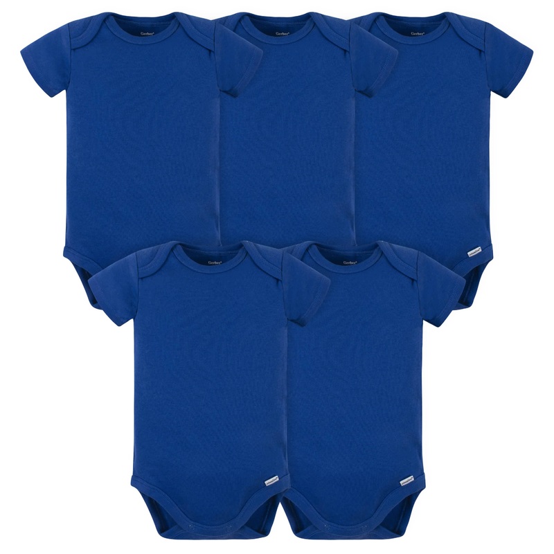 5-Pack Baby Royal Blue Premium Short Sleeve Onesies Bodysuits