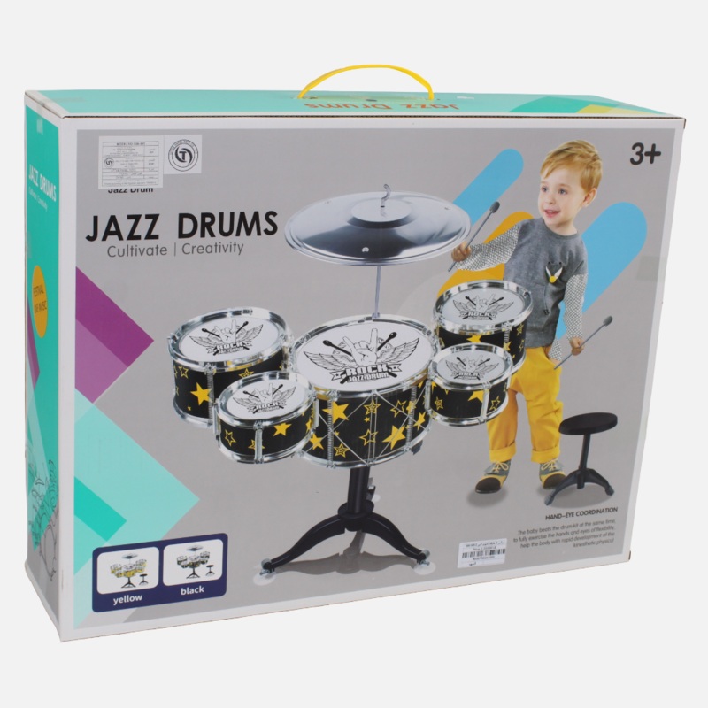 5-Piece Jazz Drum Set  Black with Stars