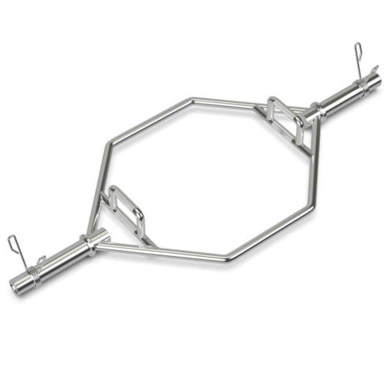 56 Inch Olympic Hexagon Deadlift Trap Bar With Folding Grips Powerlifting-Sliver