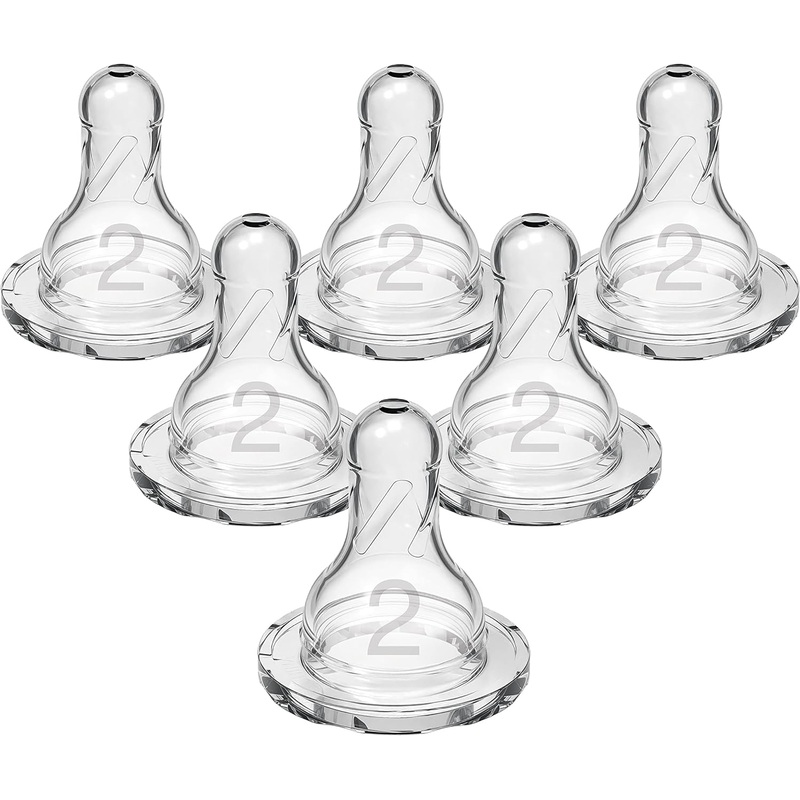 Dr. Brown’s Natural Flow Baby Bottle Nipples 6 Pack, Level 2, Narrow, Medium Flow