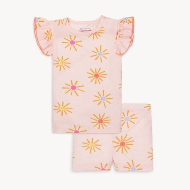 Magnetic Me Put On Your Sunnies Modal Magnetic No Drama Pajama Ruffle Short Sleeve Short Set