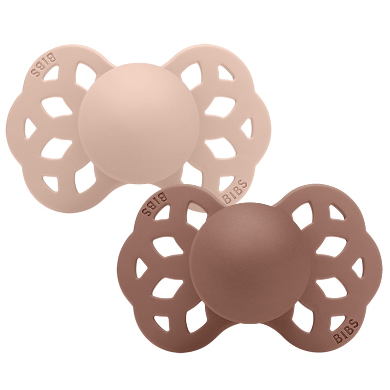 BIBS Infinity Pacifier 2-Pack Anatomical Silicone Size 2  Blush/Woodchuck