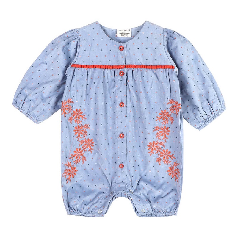 Floral Embroidered Corduroy Bubble Romper