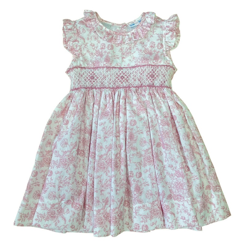 Rose Pink Toile Smocked Dress