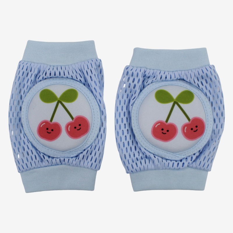 Baby Knee Mesh Pads  Light Blue with Cherry Design