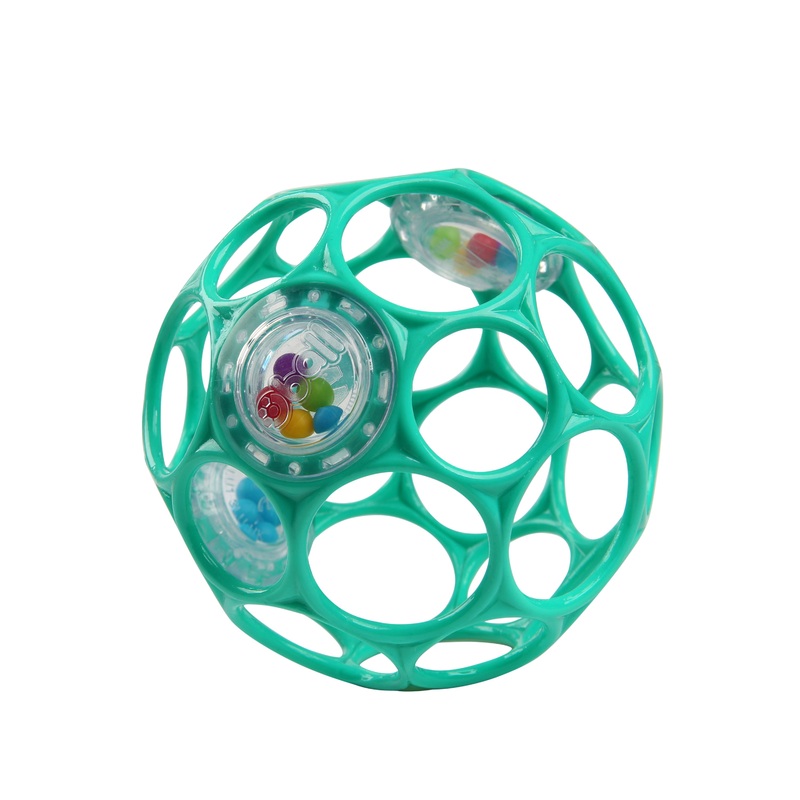 Oball Easy Grasp Rattle BPA-Free Infant Toy in Teal, 4″