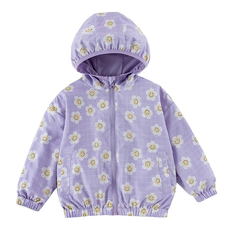 Reversible Windbreaker Smiley Floral Purple