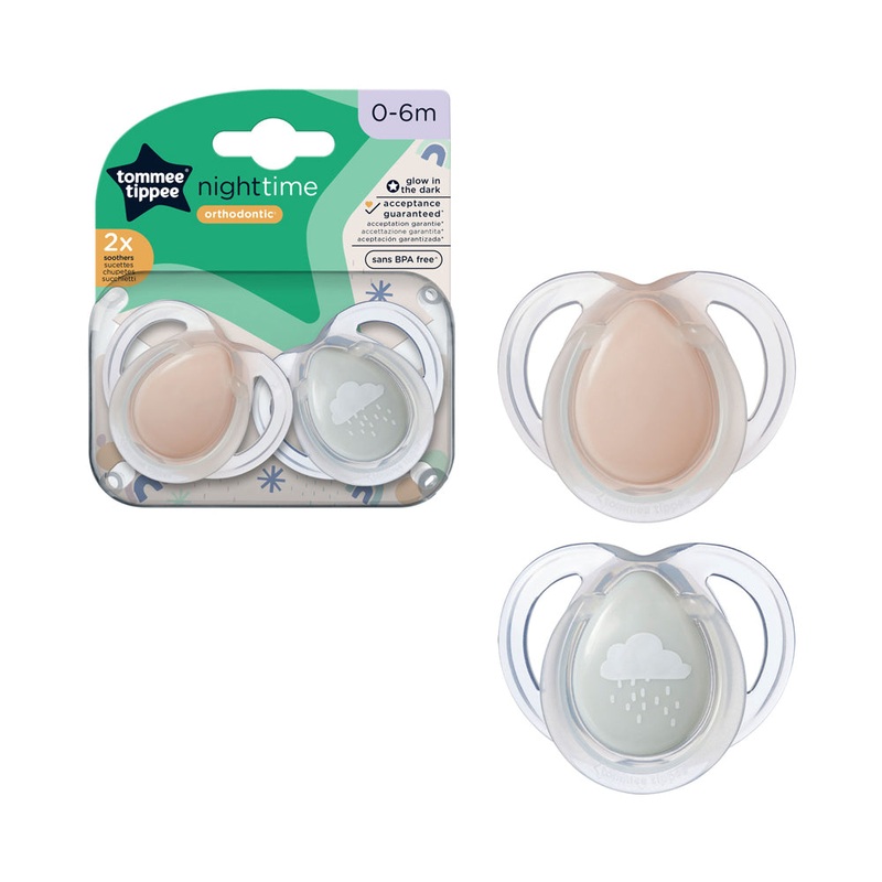 Tommee Tippee Night Time Soothers (0-6M) – Pack of 2