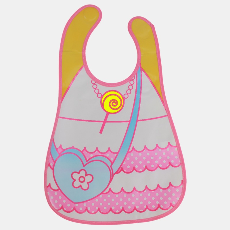 Baby Bib  White & Pink with Heart Design