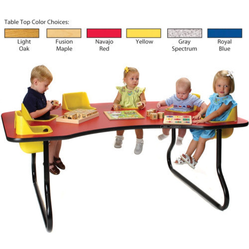 6-Seat Toddler Table, Light Oak Table Top with Sand Seats