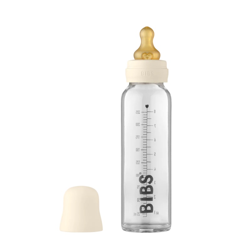 BIBS Baby Glass Bottle – Complete Set 8 Ounce – Ivory