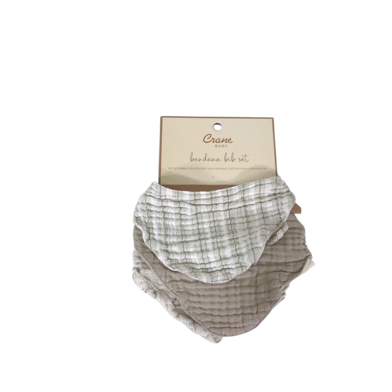 Crane Baby Muslin 3 Piece Bib Set, Bunny