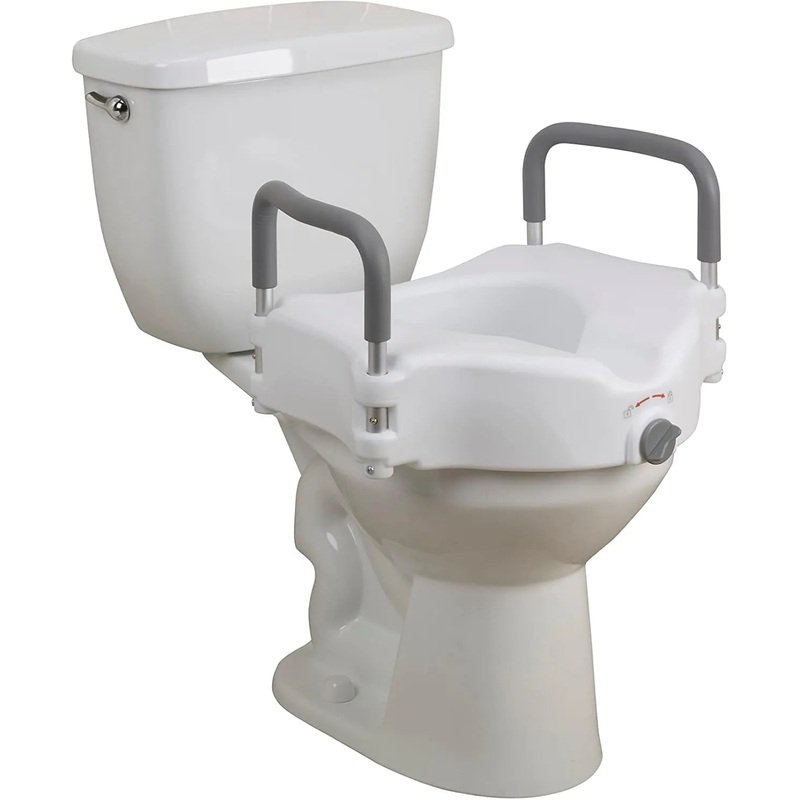 2-in-1 Raised Toilet Seat with Removable Padded Arms, Standard Seat