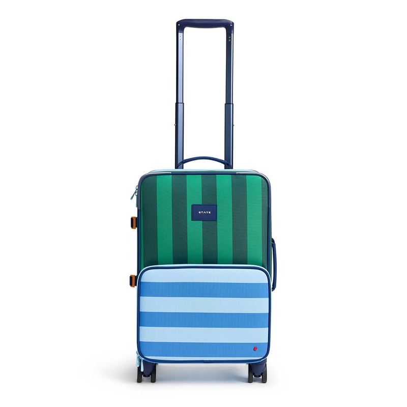Logan Carry-On Suitcase Green/Blue Stripe