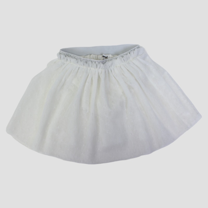 Off-White Ruffled Tulle Skirt