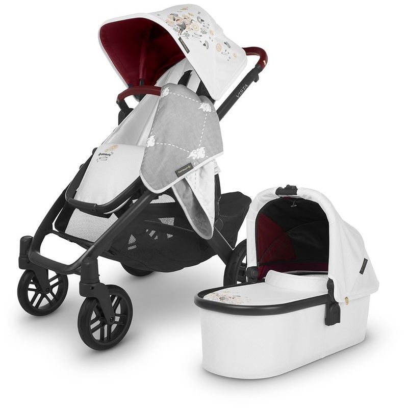 UPPAbaby OPEN BOX VISTA V2 Single-to-Double Stroller – Jade Rabbit (White Marl / Carbon / Maroon Leather)