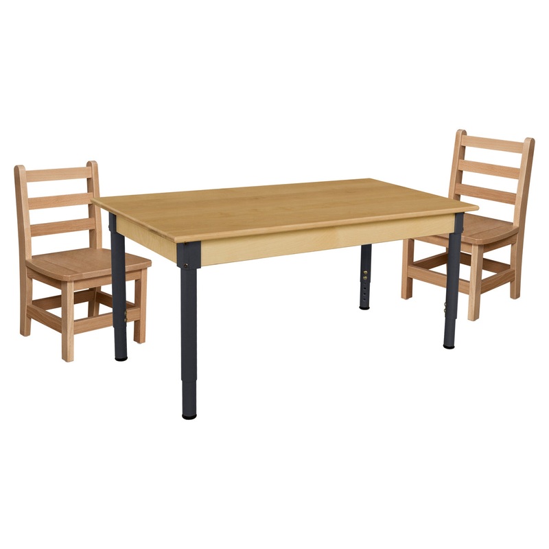 24″ x 48″ Rectangle Hardwood Adjustable-Height Table w/ Chairs (11″ Seat Height)