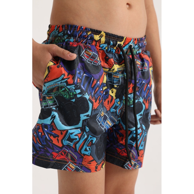 Boys Swim Shorts  Monster Truck Print